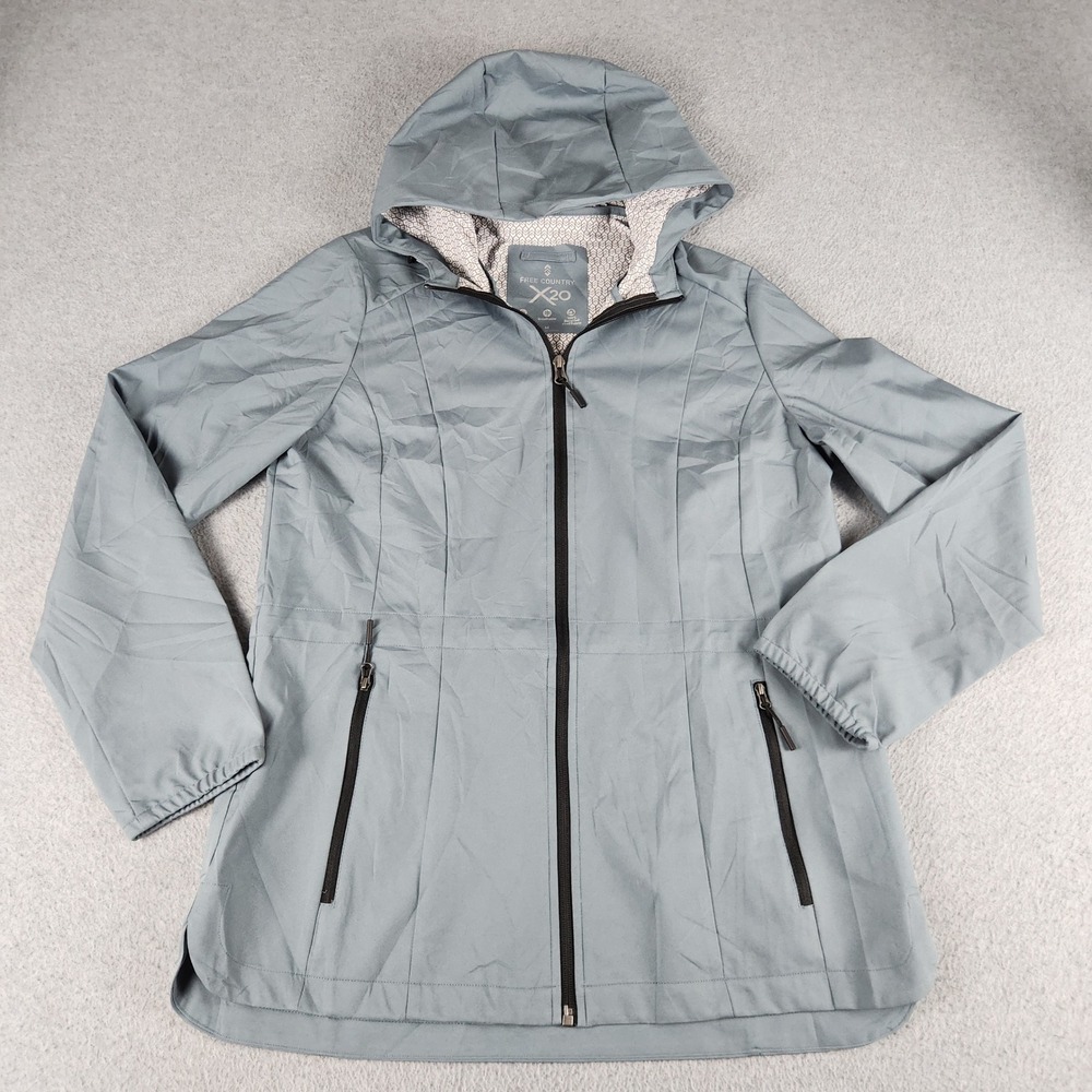 Free Country X20 FreeCycle Rain Jacket Womens Medium Blue Waterproof Full Zip